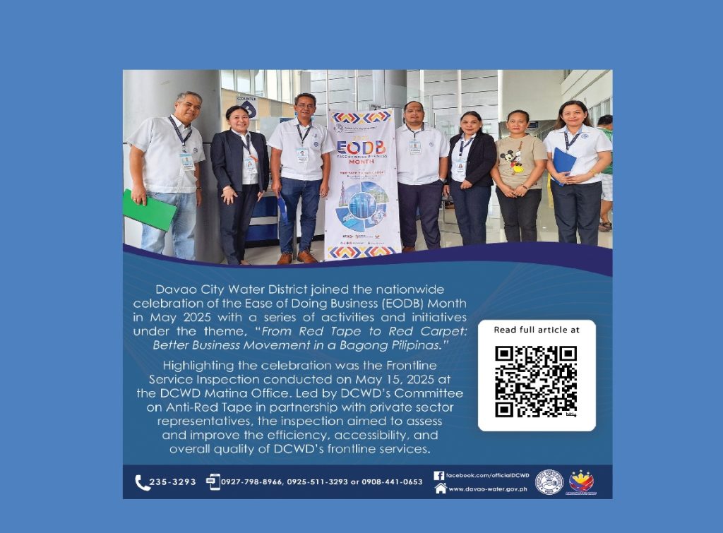 DCWD supports 2025 EODB Month - Mindanao Journal