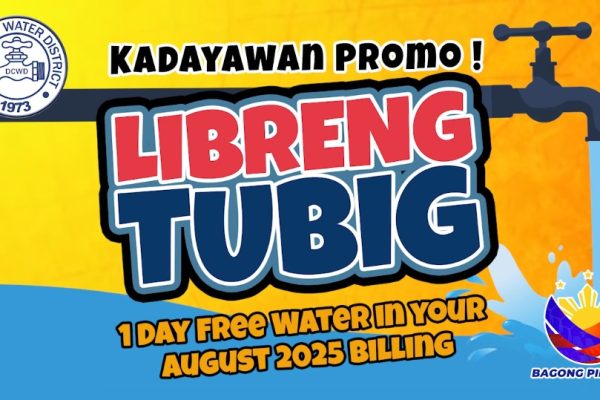 Libreng Tubig Promo para sa August 2025 billing gikan sa Davao City Water District para sa Kadayawan!