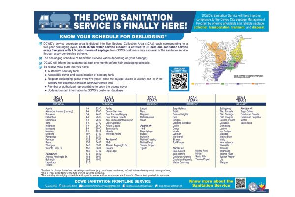 DCWD SANITATION SERVICE DESLUDGING SCHEDULE