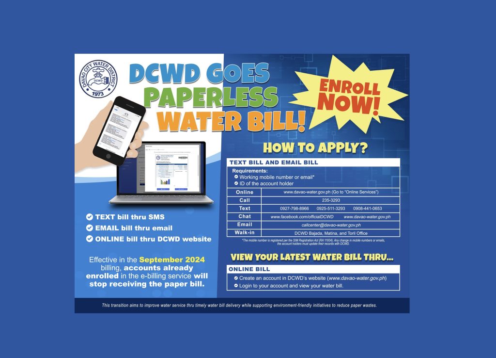 DCWD shifts to paperless billing - Mindanao Journal